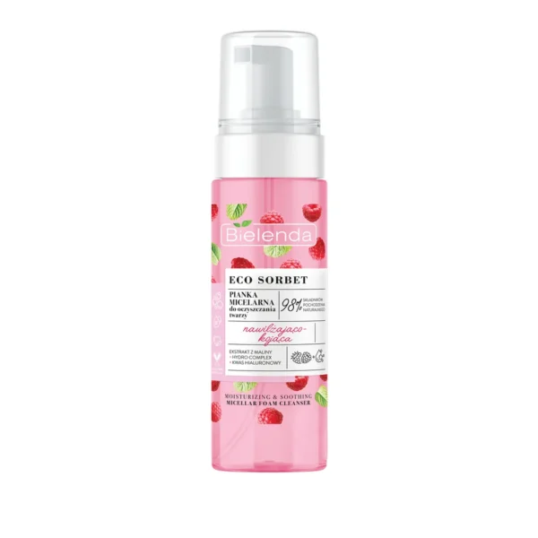 Bielenda Eco Sorbet Malina pianka micelarna do mycia twarzy nawilżająco-kojąca, 150 ml