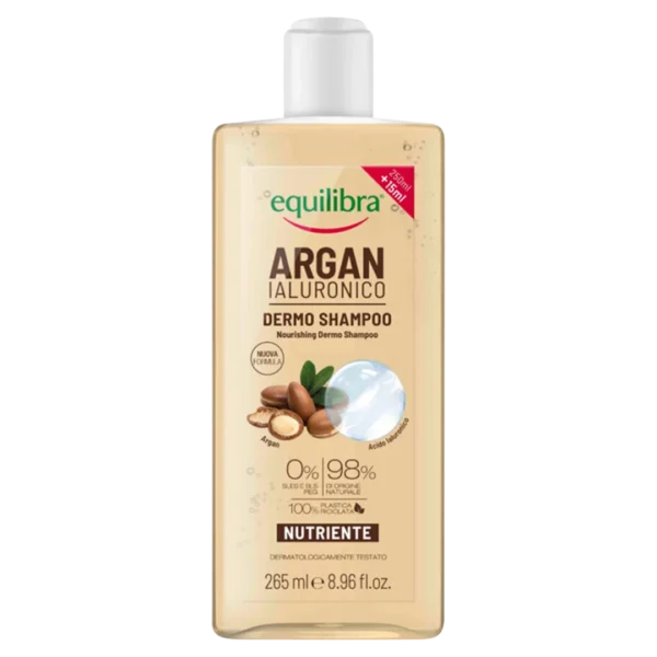 Equilibra Argan odżywczy szampon do włosów z kwasem hialuronowym, 265 ml