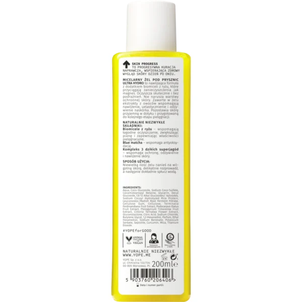 YOPE Skin Progress Ultra Hydro micelarny żel pod prysznic Water Fruits, 200 ml - obrazek 3