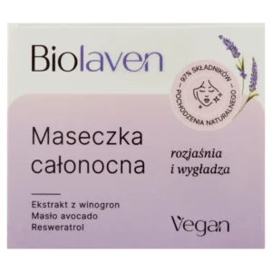 Biolaven organic maseczka całonocna do twarzy Olej z pestek winogron & Resweratrol & Olejek lawendowy, 45 ml