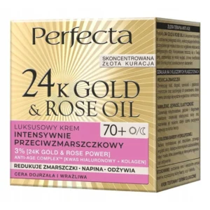Perfecta 24K Gold & Rose Oil luksusowy krem przeciwzmarszaczkowy do twarzy 70+, 50 ml