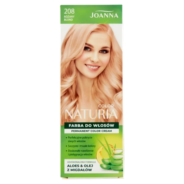 Joanna Naturia Color farba do włosów nr 208 Różany Blond, utleniacz 60 g + farba 40 g