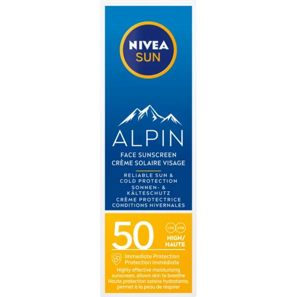 Nivea Sun Alpin Face Sunscreen krem do twarzy z wysoką ochroną SPF 50, 50 ml