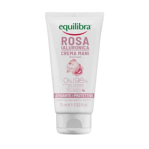Equilibra różany krem do rąk z kwasem hialuronowym, 75 ml