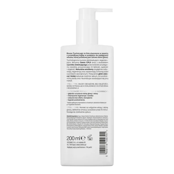 Biovax Trychologic Advanced Detox maska do włosów i skóry głowy, 200 ml - obrazek 3