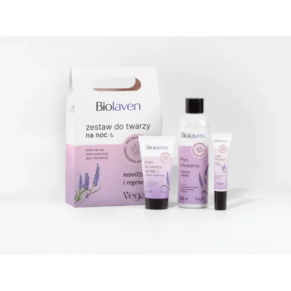 Biolaven zestaw do twarzy na noc (torebka) 200 ml + 50 ml + 15 ml
