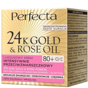 Perfecta 24K Gold & Rose Oil luksusowy krem przeciwzmarszaczkowy do twarzy 80+, 50 ml