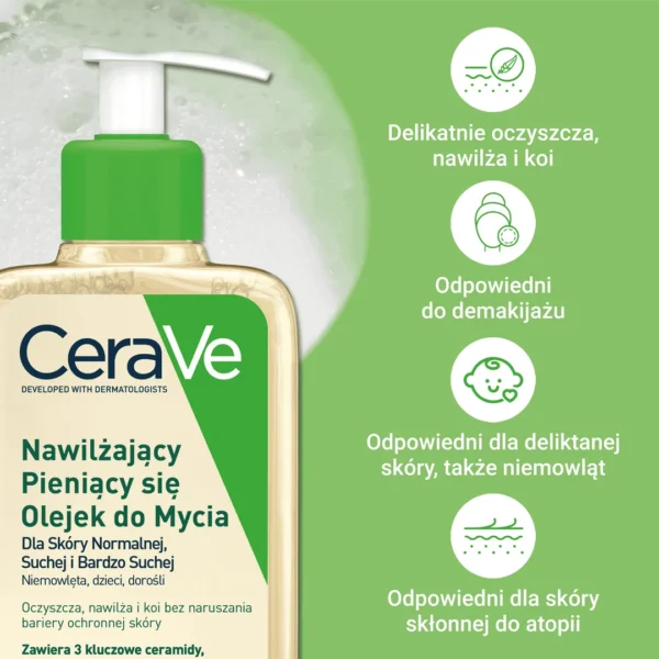 CeraVe nawilżający pieniący się olejek do mycia, 236 ml - obrazek 4
