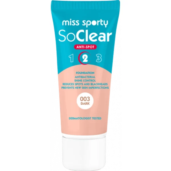 Miss Sporty So Clear antybakteryjny podkład do twarzy 003 Dark, 30 ml