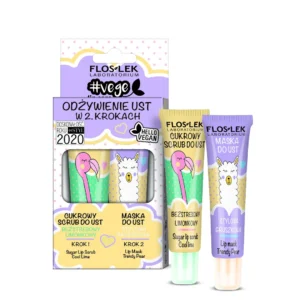 Floslek Vege Lip Care cukrowy scrub bezstresowy limonkowy 14 g + maska do ust stylowa gruszkowa 14 g