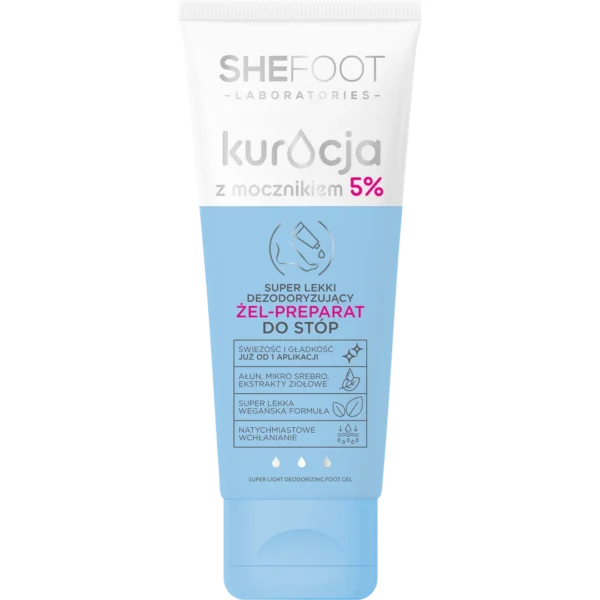 SheeFoot Kuracja z mocznikiem super lekki dezodoryzujący żel-preparat do stóp - mocznik 5%, 75 ml