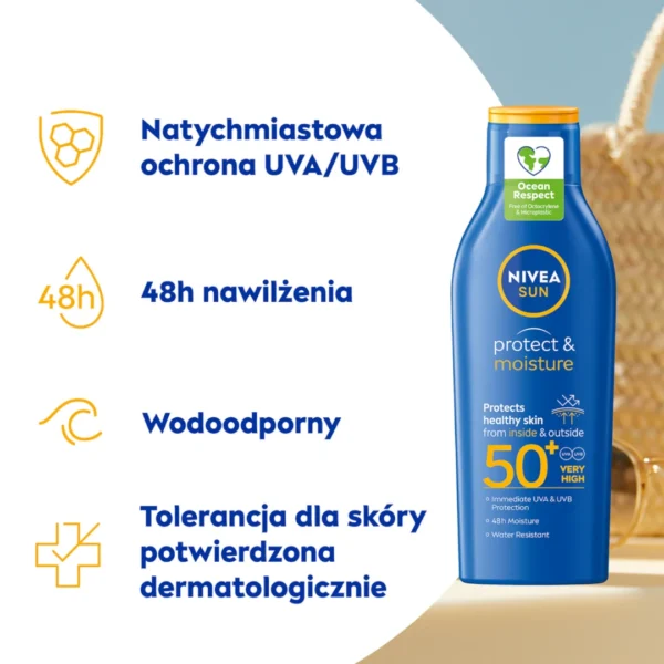 Nivea Sun Protect & Moisture nawilżający balsam do opalania SPF 50+, 200 ml - obrazek 5