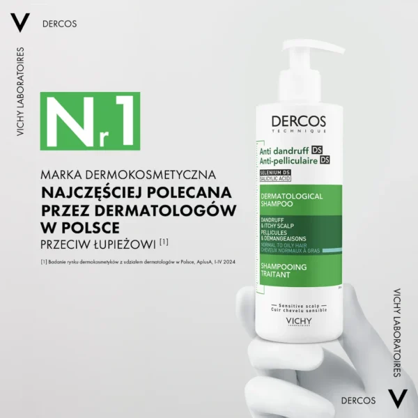 Vichy Dercos Szampon przeciwłupieżowy, włosy normalne i przetłuszczające się, 390 ml - obrazek 3
