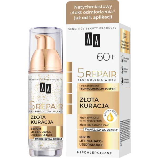 AA 5Repair Złota Kuracja liftingująco-ujędrniające serum do twarzy 60+, 35 ml - obrazek 3