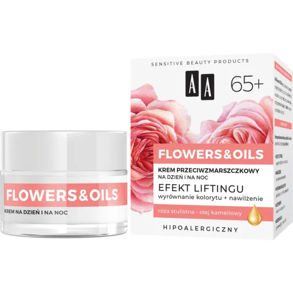 AA FLOWERS & OILS 65+ krem przeciwzmarszczkowy na dzień i na noc, 15 ml - obrazek 3