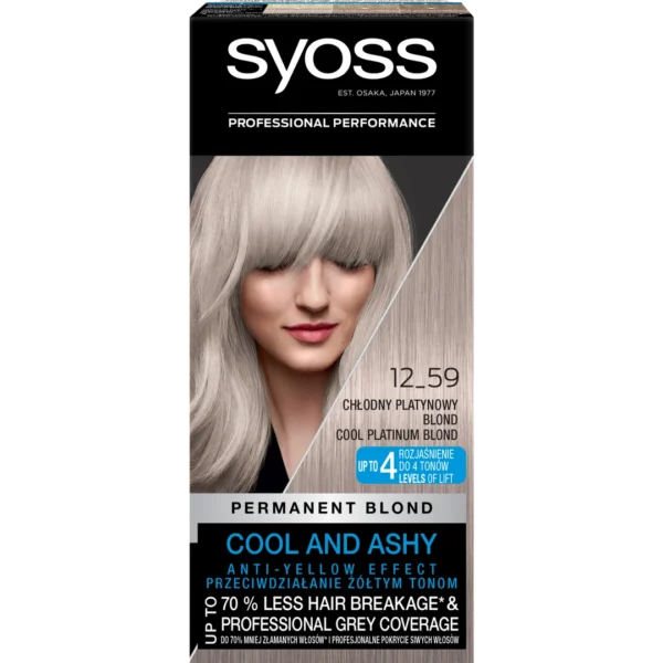 Syoss Permanent Cool Blonds farba do włosów rozjaśniająca 12-59 Chłodny Platynowy Blond, 1 szt.