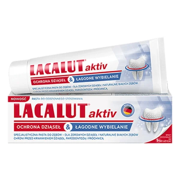 Lacalut Aktiv Ochrona dziąseł & Łagodne wybielanie pasta do zębów, 75 ml