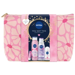 Nivea You Got This Rose antyperspirant roll-on, 50 ml + żel pod prysznic, 300 ml + pomadka do ust 4,8 g + kojący płyn micelarny, 200 ml