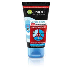Garnier Skin Naturlals Czysta skóra 3w1 żel myjący do twarzy Aktywny węgiel, 150 ml