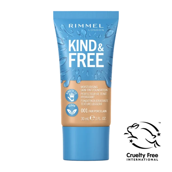 Rimmel Kind & Free wegański podkład nawilżający, 001 Fair Porcelain, 30 ml - obrazek 3