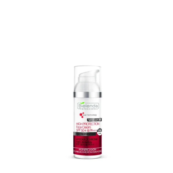 Bielenda Professional High Protection krem do twarzy regeneracja skóry po zabiegach medycyny estetycznej SPF50+, 50 ml