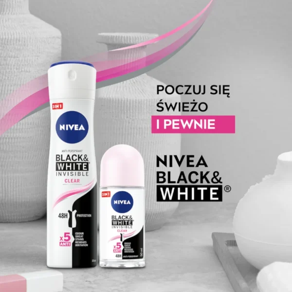Nivea Black & White Clear antyperspirant w sprayu, 150 ml - obrazek 7