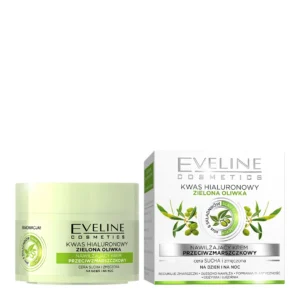 Eveline Cosmetics nawilżający krem przeciwzmarszczkowy kwas hialuronowy + zielona oliwka, 50 ml