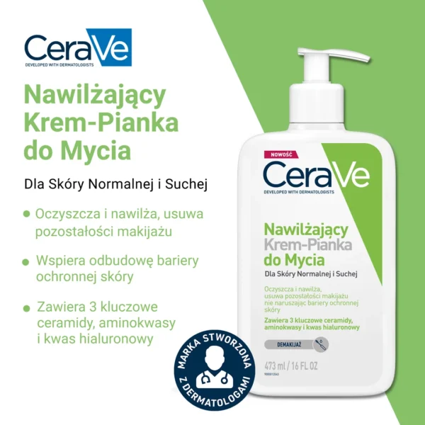 CeraVe nawilżający krem-pianka do mycia, 473 ml - obrazek 3