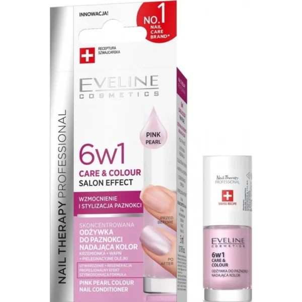 Eveline Care & Colour Odżywka do Paznokci 6w1, Pink Pearl, 5ml