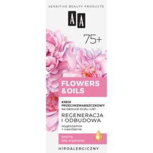 AA FLOWERS & OILS 75+ krem przeciwzmarszczkowy na okolice oczu i ust, 15 ml