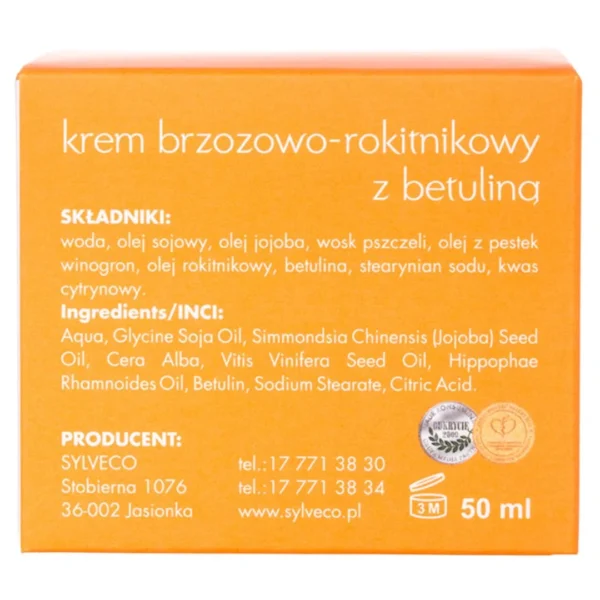 Sylveco krem brzozowo-rokitnikowy z betuliną, 50 ml - obrazek 4