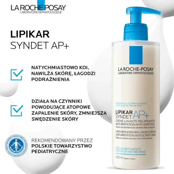 La Roche-Posay Lipikar Syndet żel-krem do mycia twarzy i ciała, 400 ml - obrazek 3