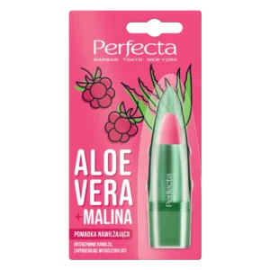 Perfecta Aloe Vera pomadka nawilżająca do ust z aloesem i maliną, 5 g