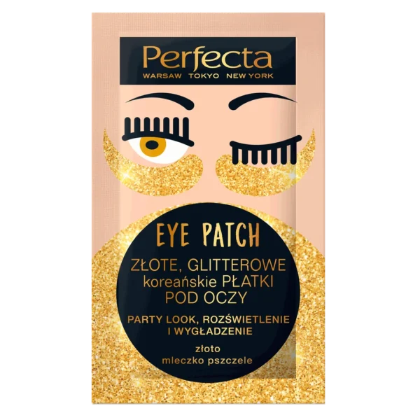 Perfecta Eye Patch złote, glitterowe koreańskie płatki pod oczy, 1 szt.