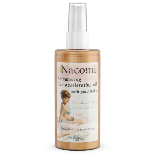 Nacomi Sunny olejek przyspieszający opalanie z drobinkami złota, 150 ml