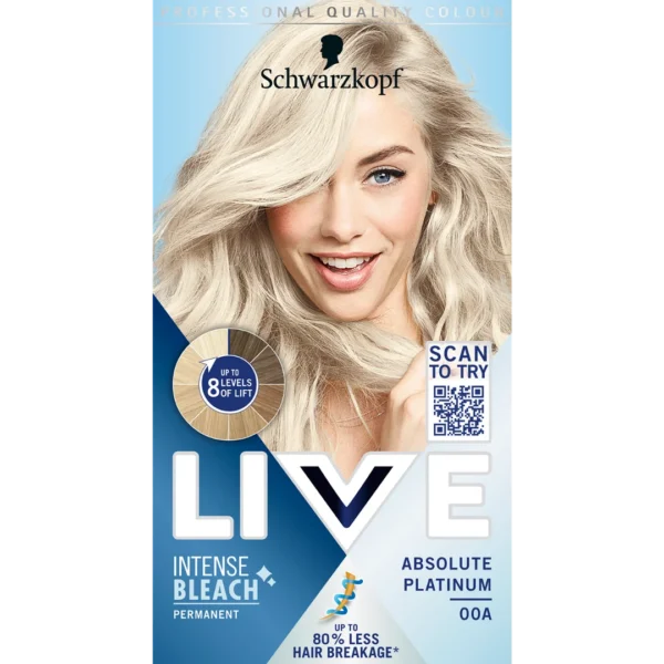 Schwarzkopf Live Intense Bleach rozjaśniacz do włosów 00A Absolute Platinum, 1 szt.